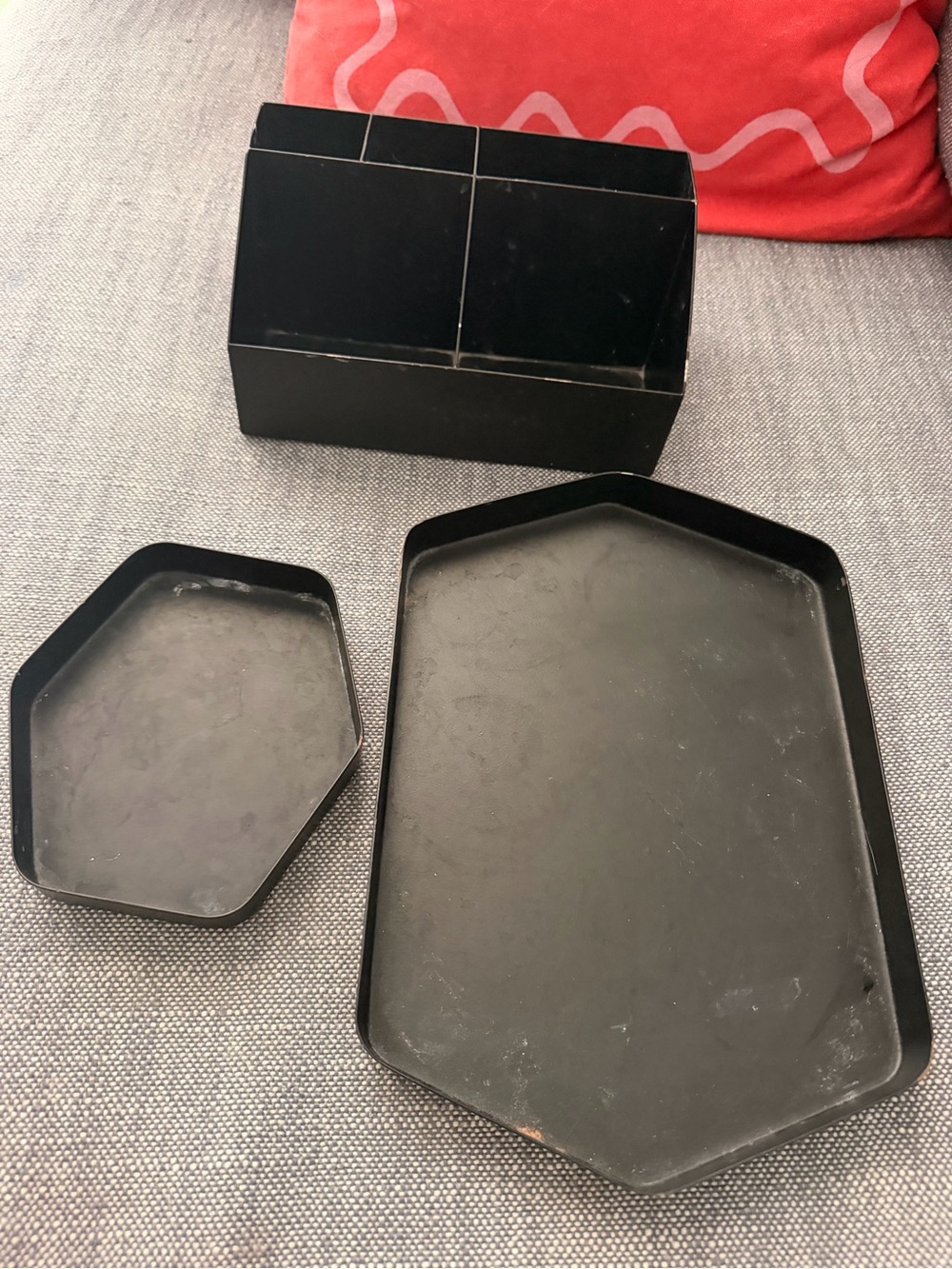H&m Black Hexagonal Metal Trays and Organizer Set